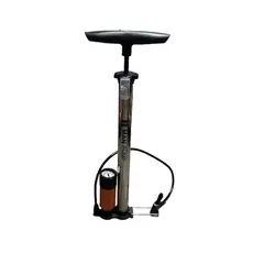 GENERICO - Bombín Inflador Pie Cmedidor Doble Válvula Bicicleta