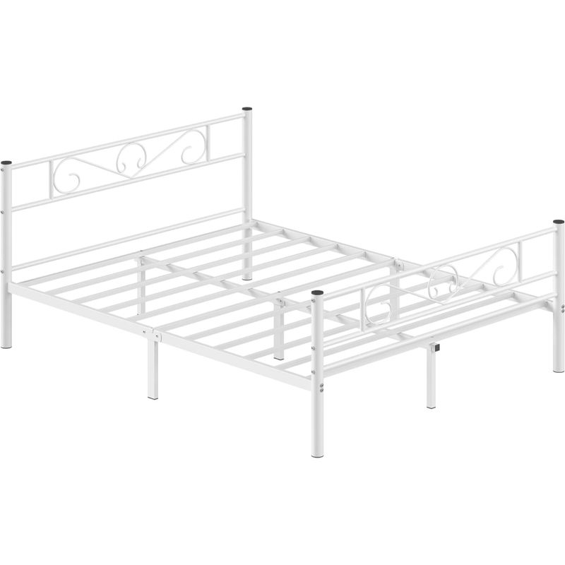 SPACEZAT - Base de Cama con Respaldo Metálica Queen Blanca Dyvik