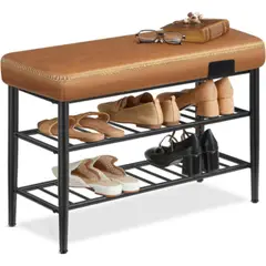 SPACEZAT - Mueble Zapatero Eco Cuero Cafe Rieti