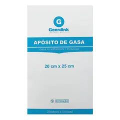 GEERDINK - Apósito De Gasa No Tejida Estéril 20x25 Cm Pack X 25 Unidades