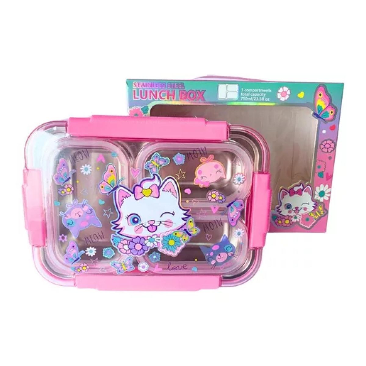 GENERICO - Lonchera Termica Gran Capacidad 3 Niveles Rosado Infnatil