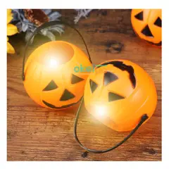 GENERICO - Pack 2 Calabazas Con Luz y Sonido Halloween Decoración 10cm