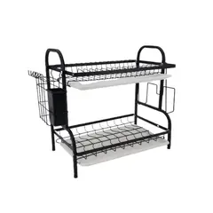 GENERICO - Organizador Escurridor de Loza 2 Niveles Negro Metal
