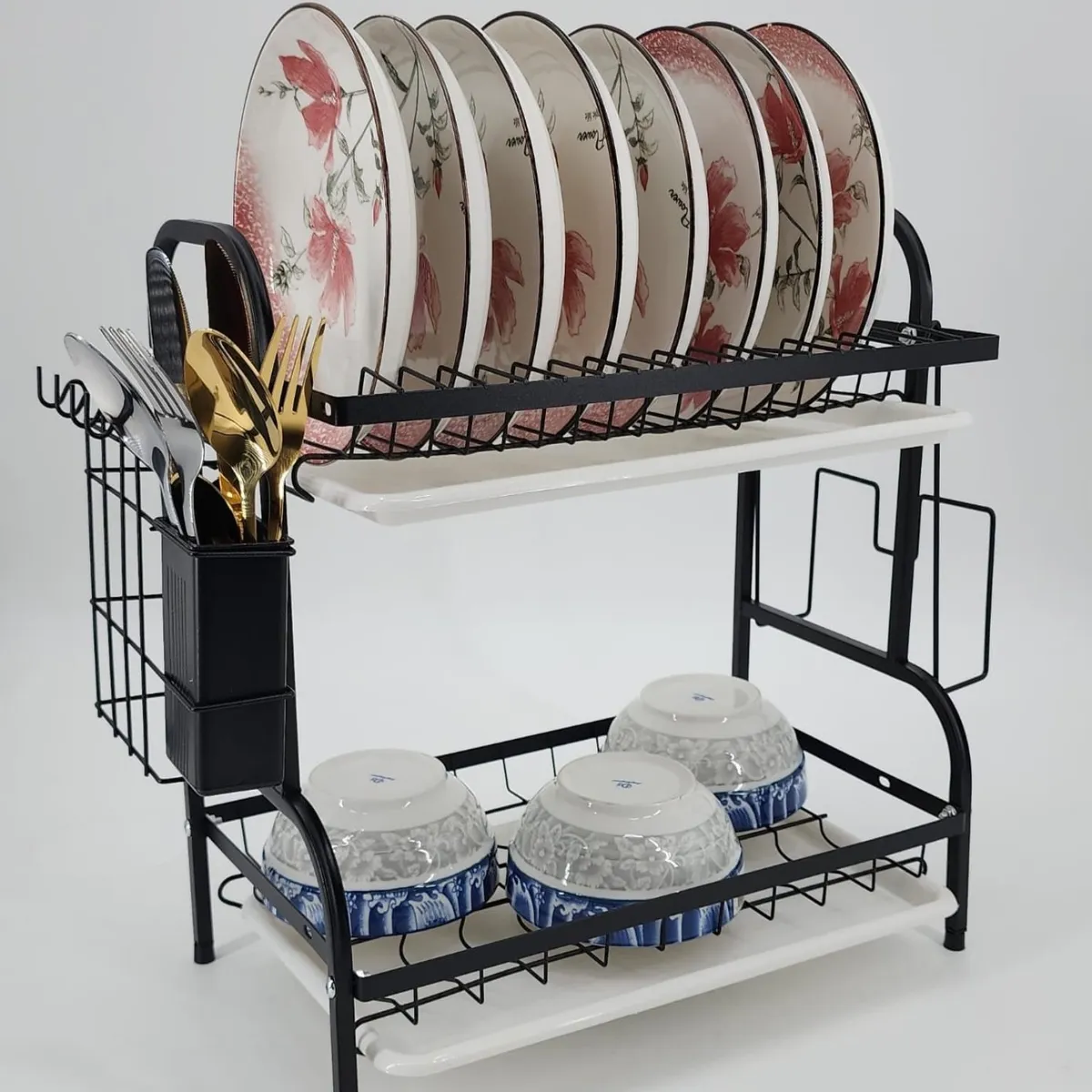 GENERICO - Organizador Escurridor de Loza 2 Niveles Negro Metal