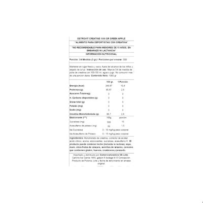 Imagen 2 del producto CREATINA MONOHIDRATADA 1KG GREEN APPLE -