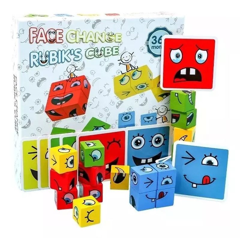 GENERICO - Juego De Puzzle Cubos Didáctico Expresiones Y Emociones