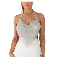 GARSIL - Sensual Crop Top Efecto Metalizado Con Brillos - Peto Para Mujer