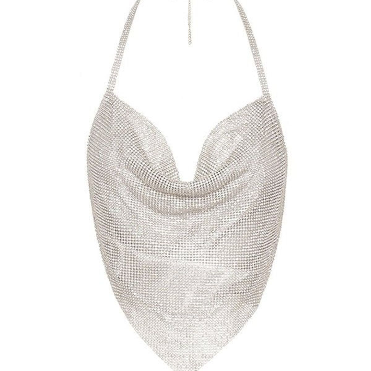 GARSIL - Sensual Crop Top Efecto Metalizado Con Brillos - Peto Para Mujer