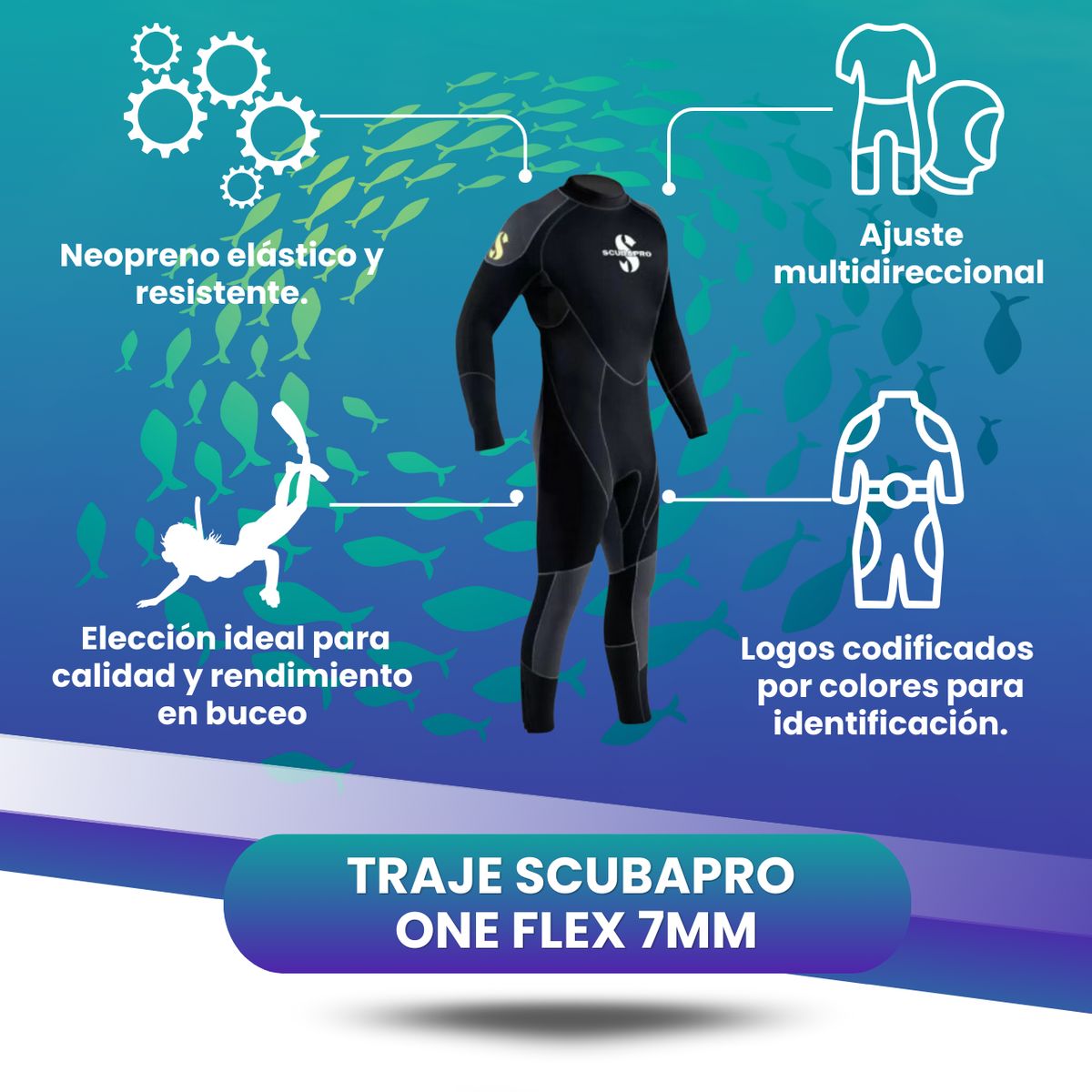 AQUASPORT - Traje Buceo Scubapro One Flex 7mm Flexibilidad Calor Tal XXL