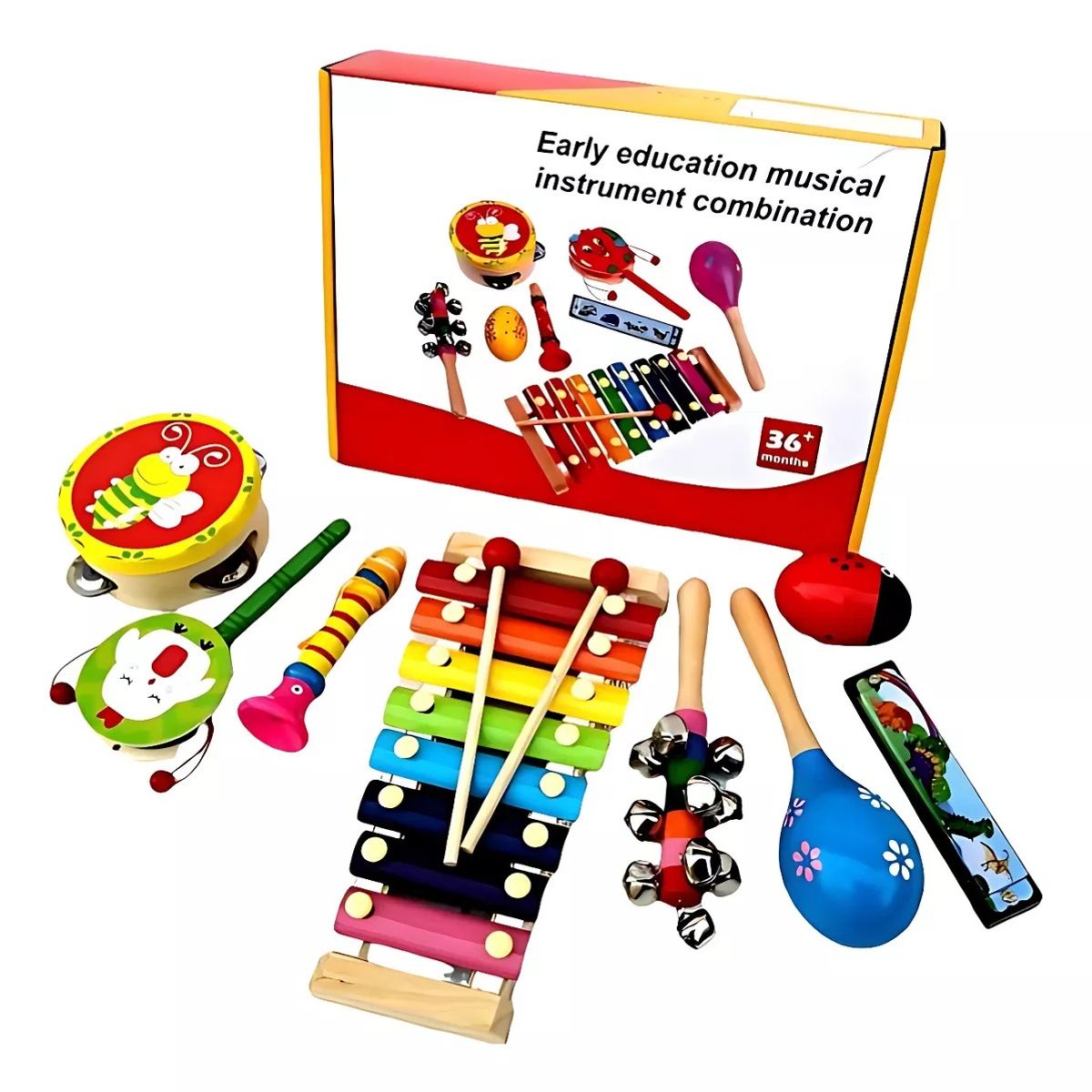 GENERICO - Set De 8 Instrumentos Musicales Juguete De Madera Montessori