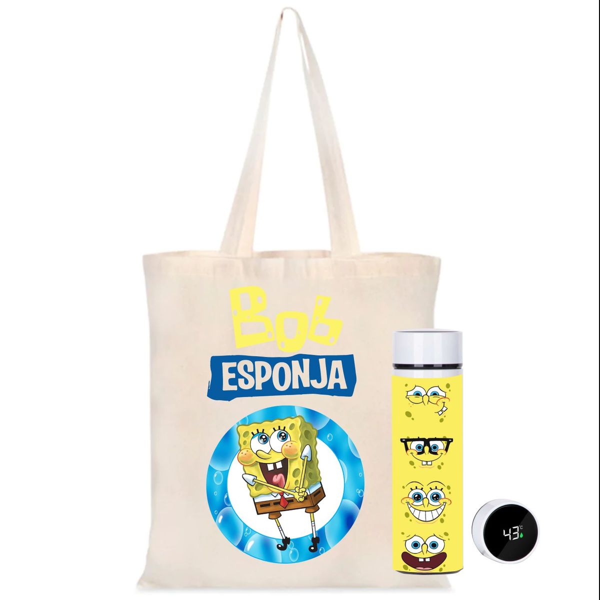 GENERICO - Bolso más termo led 450 ml estampado Estampado Bob Esponja