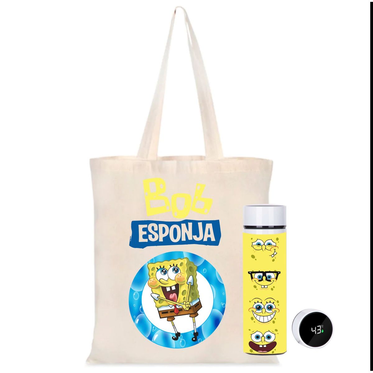 GENERICO - Bolso más termo led 450 ml estampado Estampado Bob Esponja