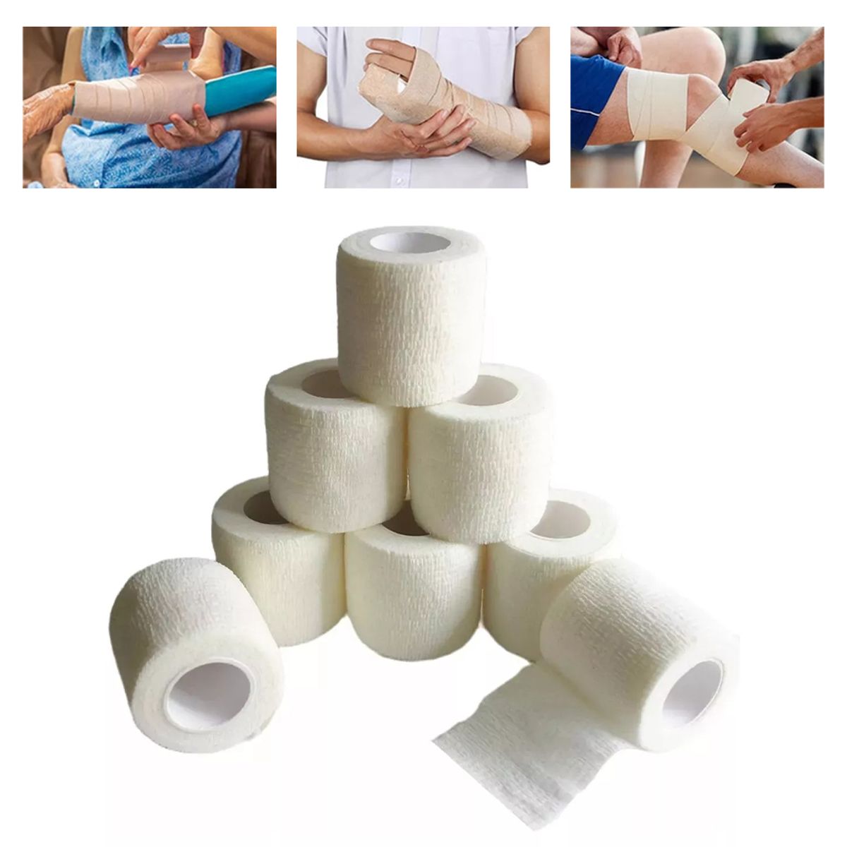 ATURE - 12U Venda Autoadherente Vendaje Deportivo 7.5 Cm X 4.5 M Blanco