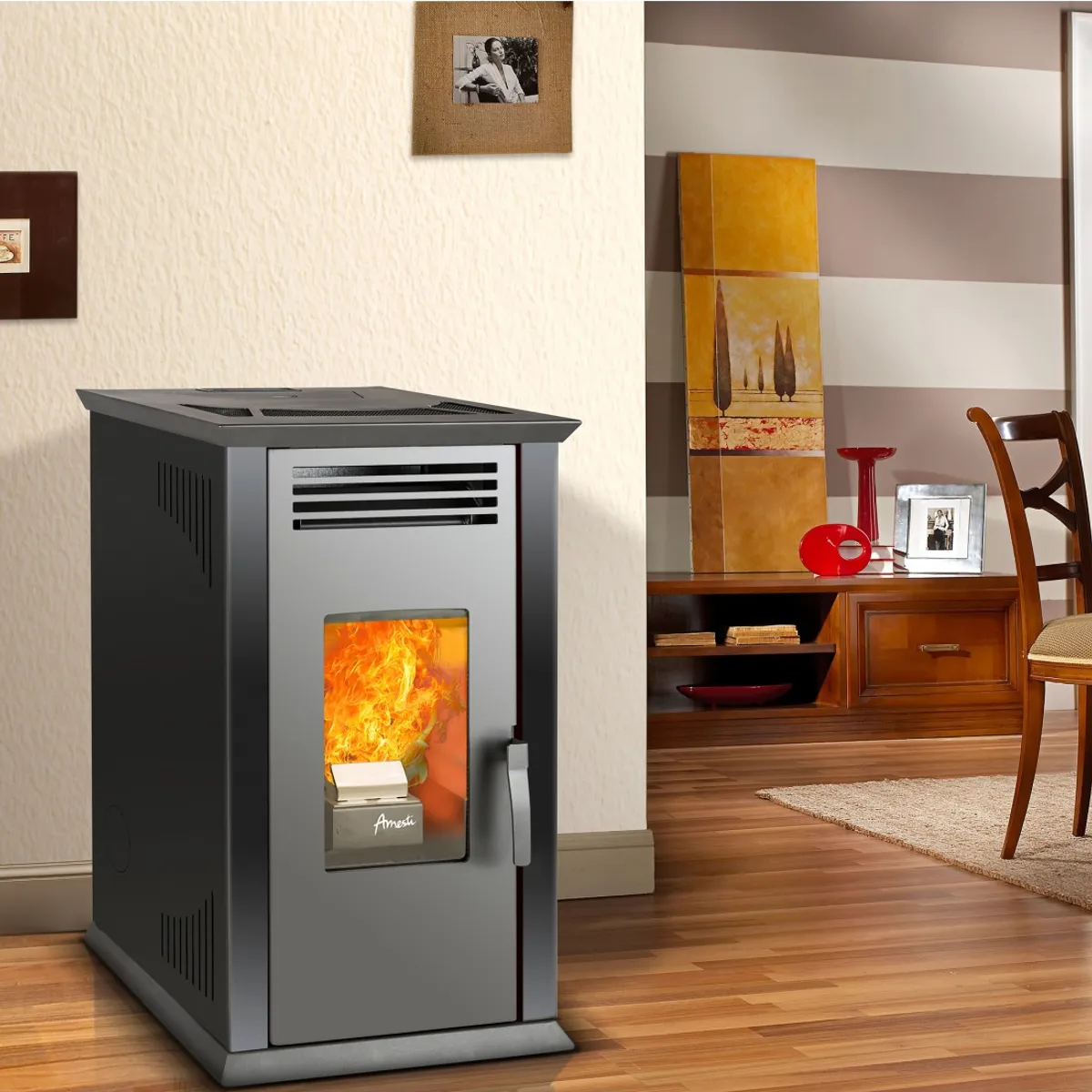 AMESTI - Calefactor a Pellet Amesti Italy 8100 plus Negro Satinado