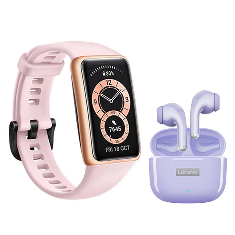 XIAOMI - Huawei Band 6 De Reloj Pulsera inteligente y Audífonos Lenovo LP40 Pro