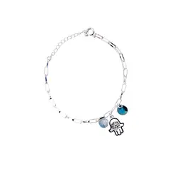 JOYAS MONTERO - Pulsera Blue Baño de Oro Blanco y Cristales Genuinos Denim Blu