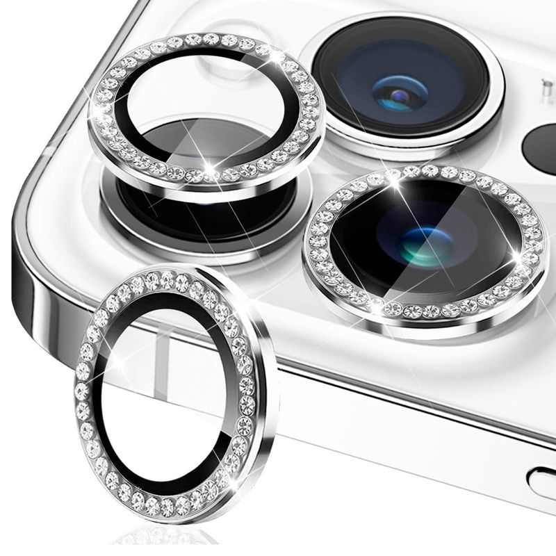 JOIGO - Protector Lente Camara Para iPhone 15 Pro Max Diamante Plata