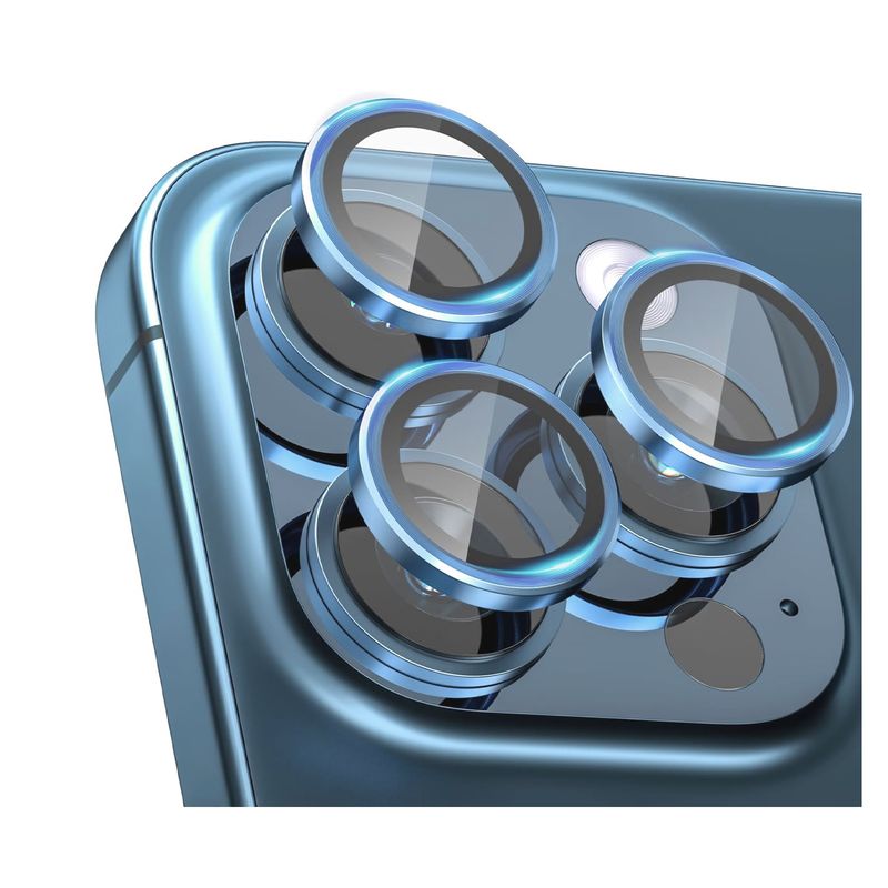 JOIGO - Protector Lente Camara Para iPhone 15 Pro/Pro Max Metal Azul