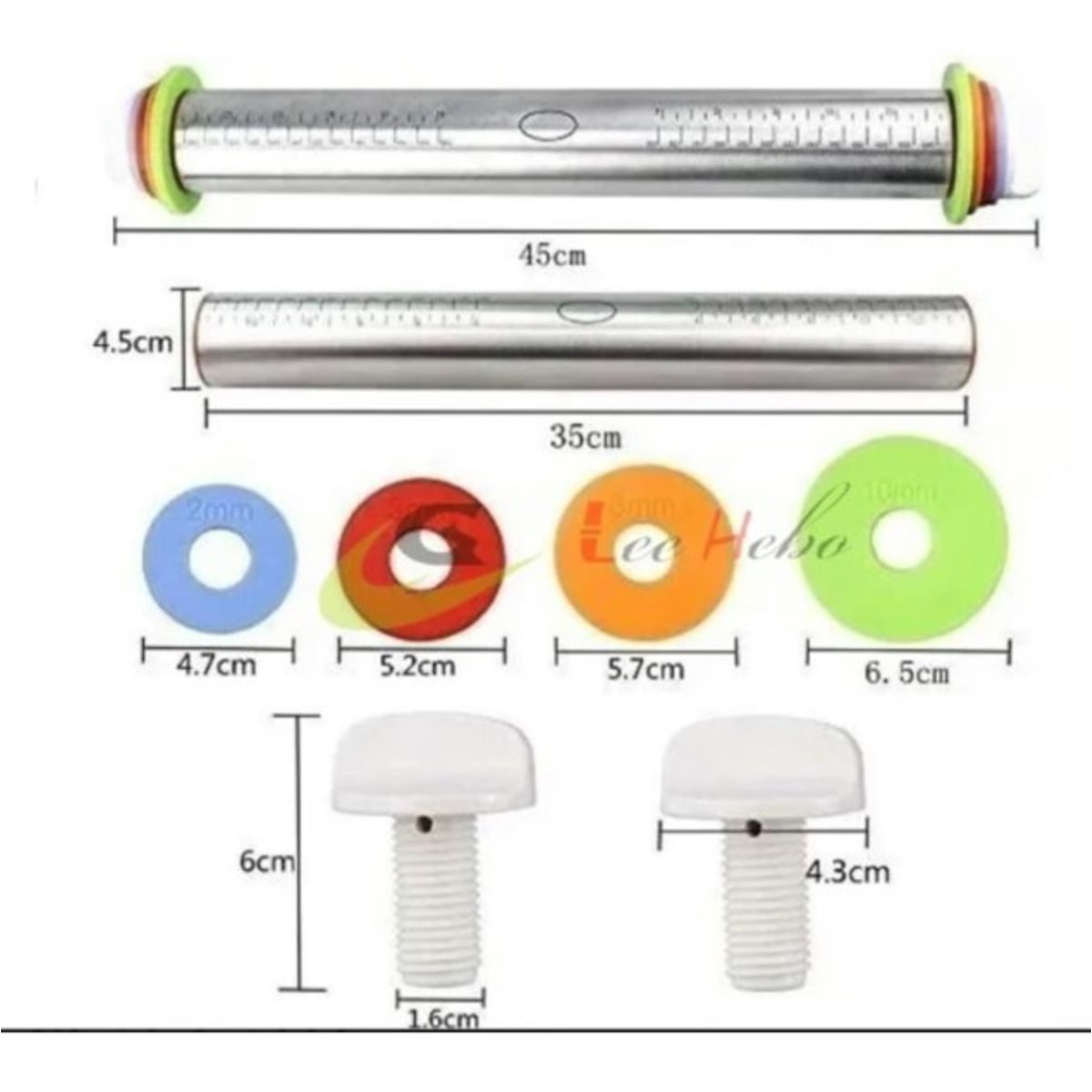 GENERICO - Uslero Rodillo Metal Con Medida 45Cm Reposteria