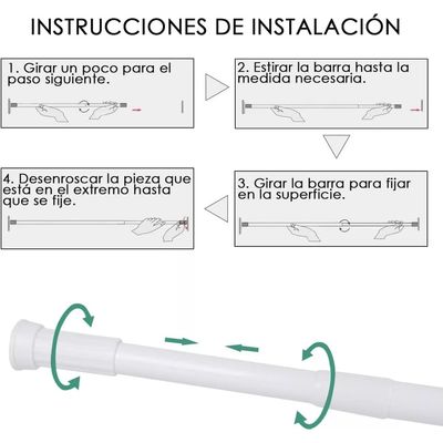 Imagen 2 del producto Barra Extensible 110-200cms Cortina De Ducha Acero Cromada