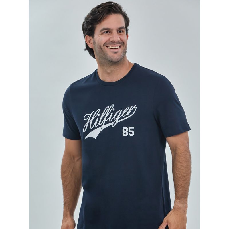 TOMMY HILFIGER - Polera De Pijama Con Logo Azul Tommy Hilfiger