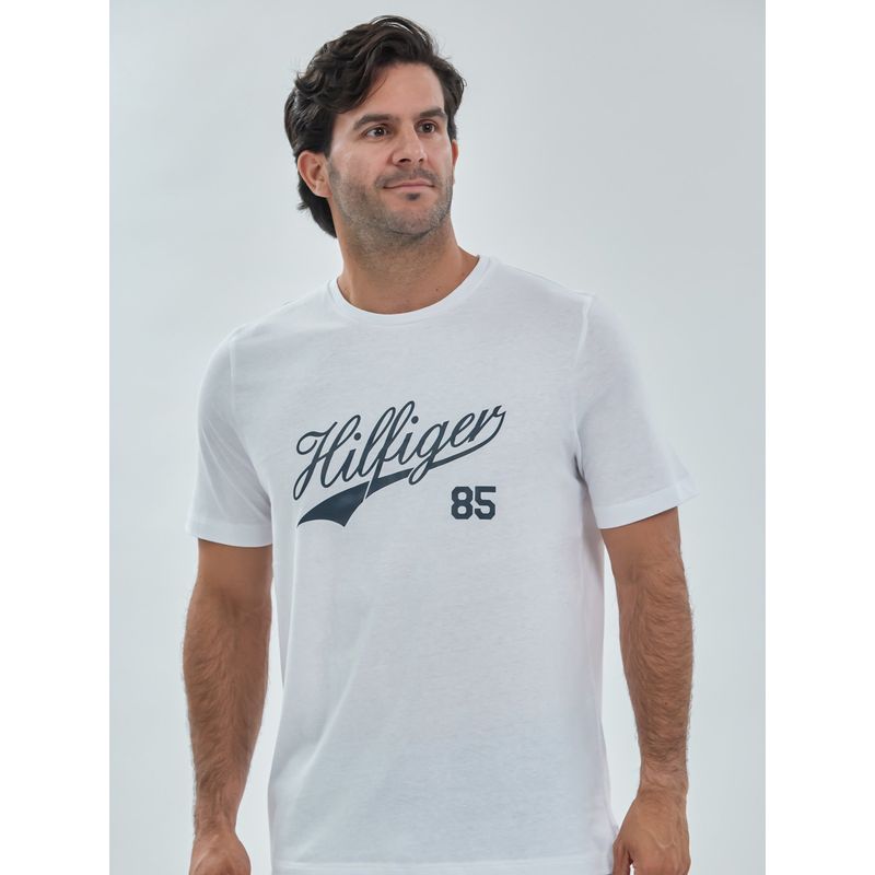 TOMMY HILFIGER - Polera De Pijama Con Logo Blanco Tommy Hilfiger