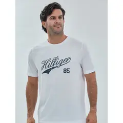 TOMMY HILFIGER - Polera De Pijama Con Logo Blanco