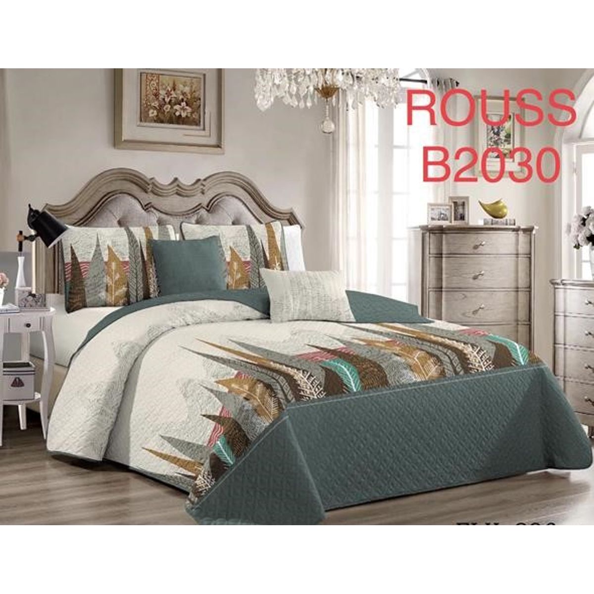 GENERICO - Cobertor de verano tipo Quilt con fundas  - 2 Plazas Beige Bosque