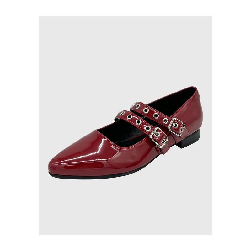 DINASTELLA - Ballerina para mujer plana charol Rojo