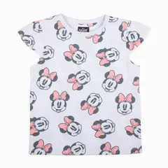 DISNEY - Polera Manga Corta Niña Print Caras Minnie Blanco
