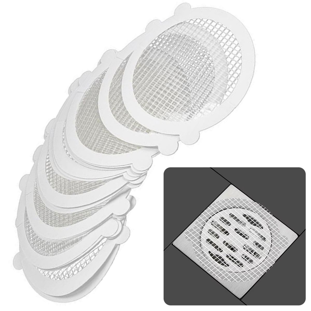 MIABU - Filtro desagüe ducha tina lavamanos pack 10 rejillas