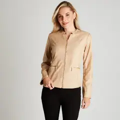 LORENZO DI PONTTI - Casaca Beige Manga Larga Cuello Mao - Beige