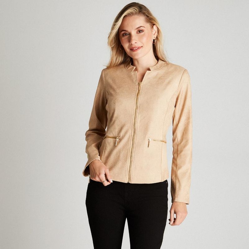 LORENZO DI PONTTI - Casaca Beige Manga Larga Cuello Mao - Beige