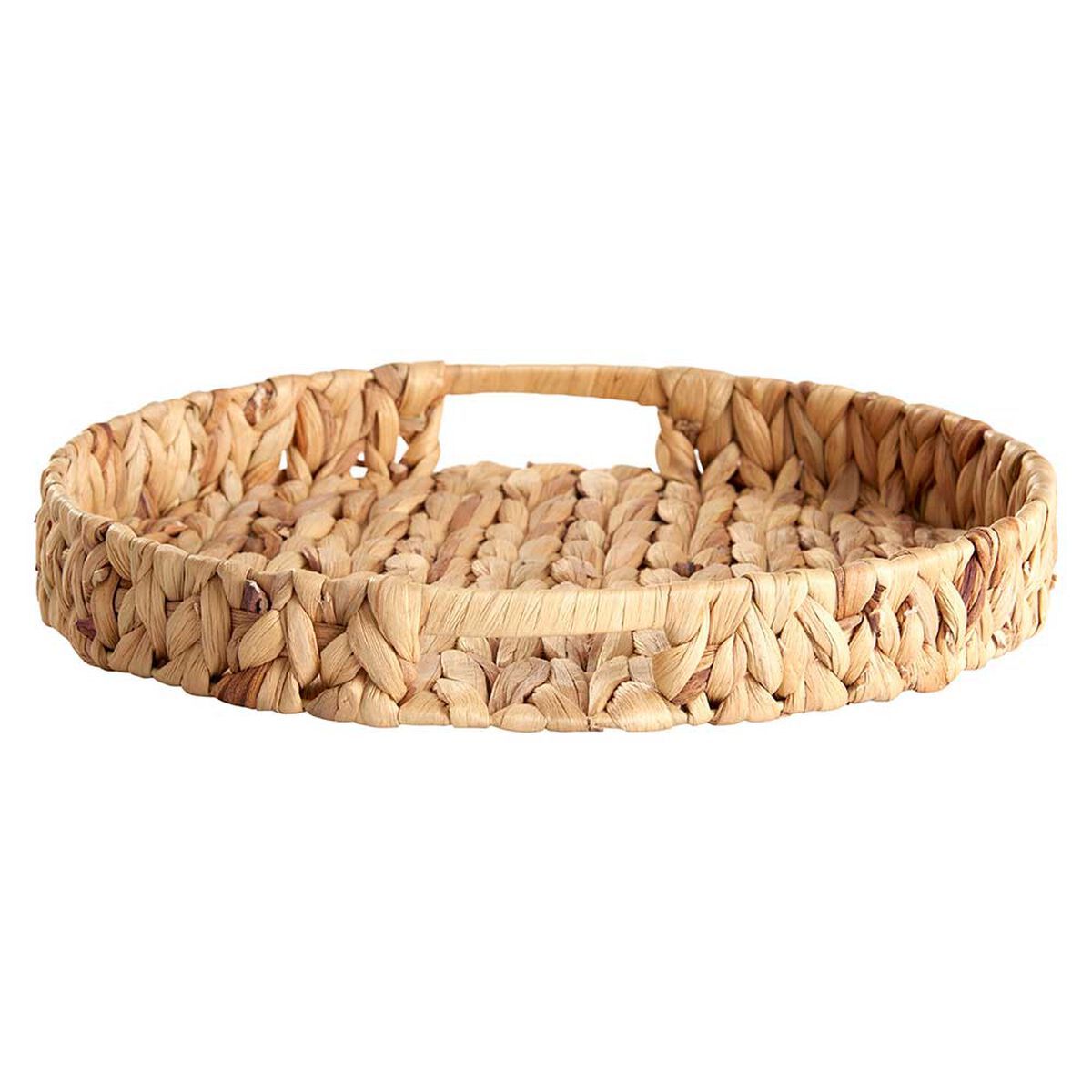 GENERICO - Bandeja Redonda Trenzada Fibra Natural 25cm Vintage