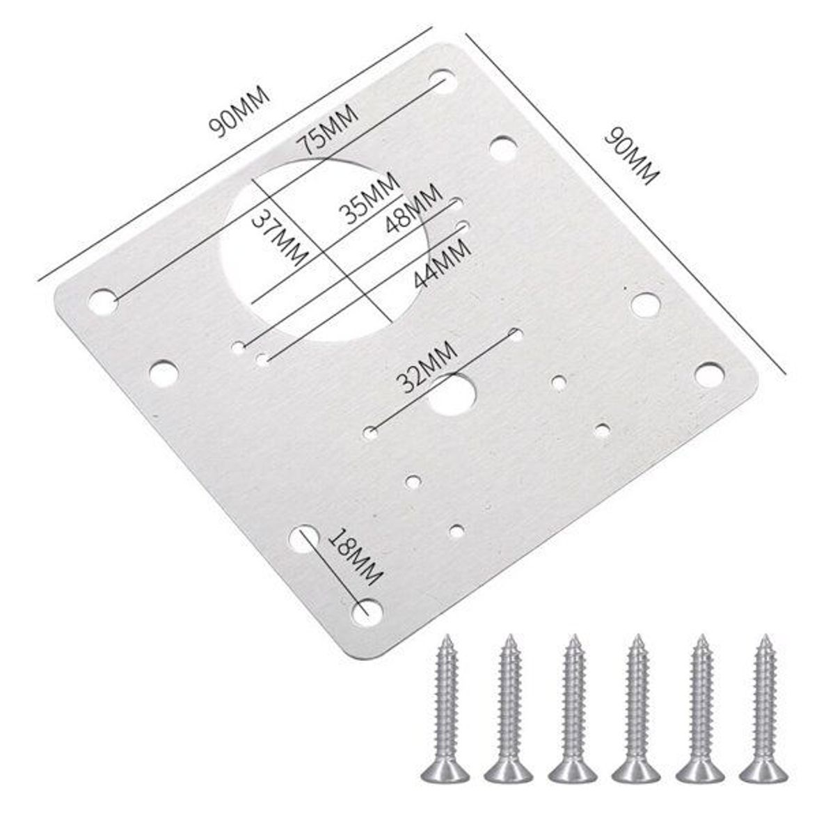 OEM - Pack 2 Placas Reparacion Bisagra Mueble Tornillo Puerta 90mm