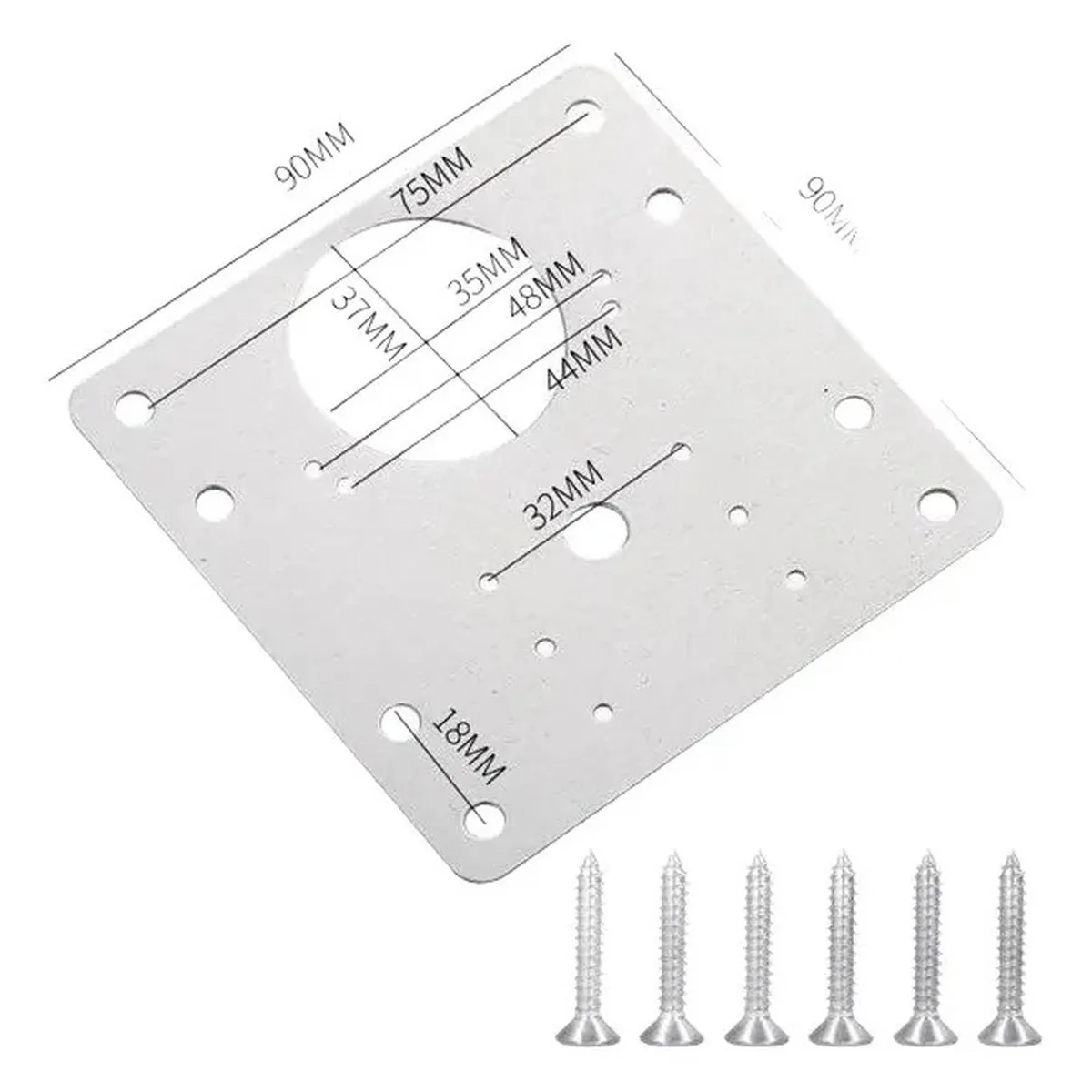 Pack 2 Placas Reparacion Bisagra Mueble Tornillo Puerta 90mm, marca OEM - Foto 2