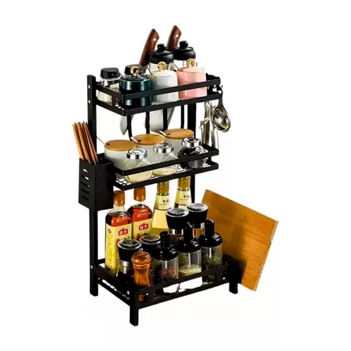 GENERICO - Rack Organizador De Especias De 3 Niveles Metal