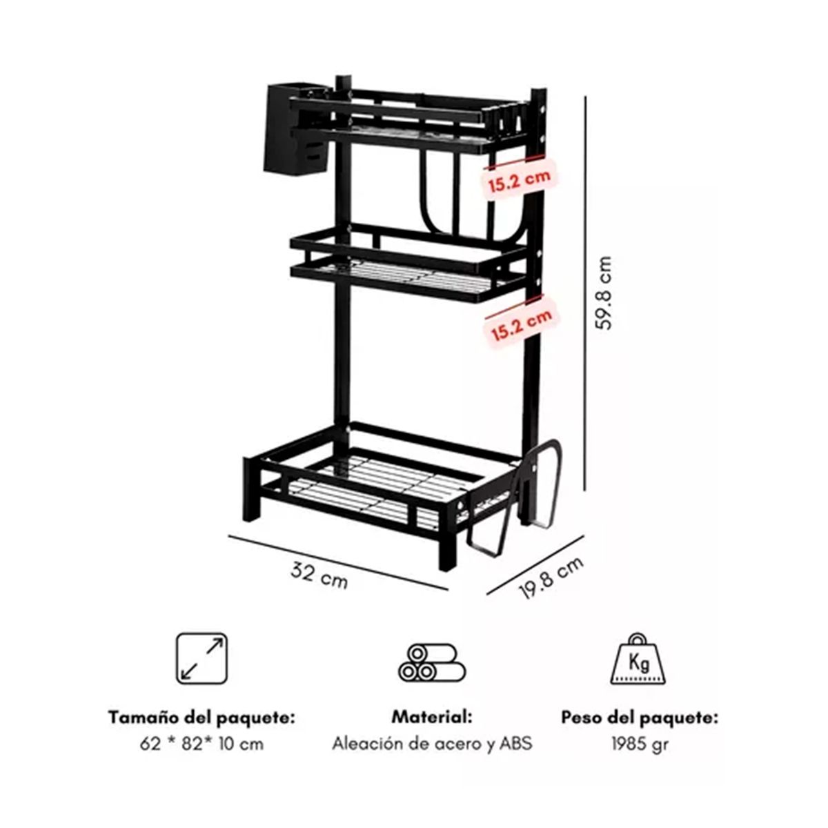 GENERICO - Rack Organizador De Especias De 3 Niveles Metal