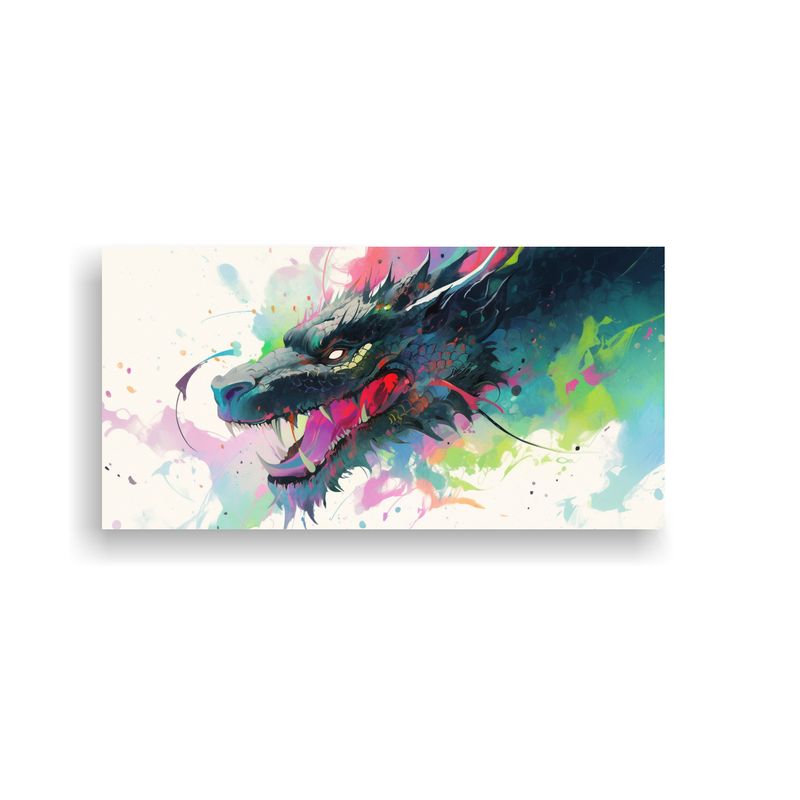 GENERICO - Lienzo De Tela Expresión De Dragón En Acuarelas 160x80cm