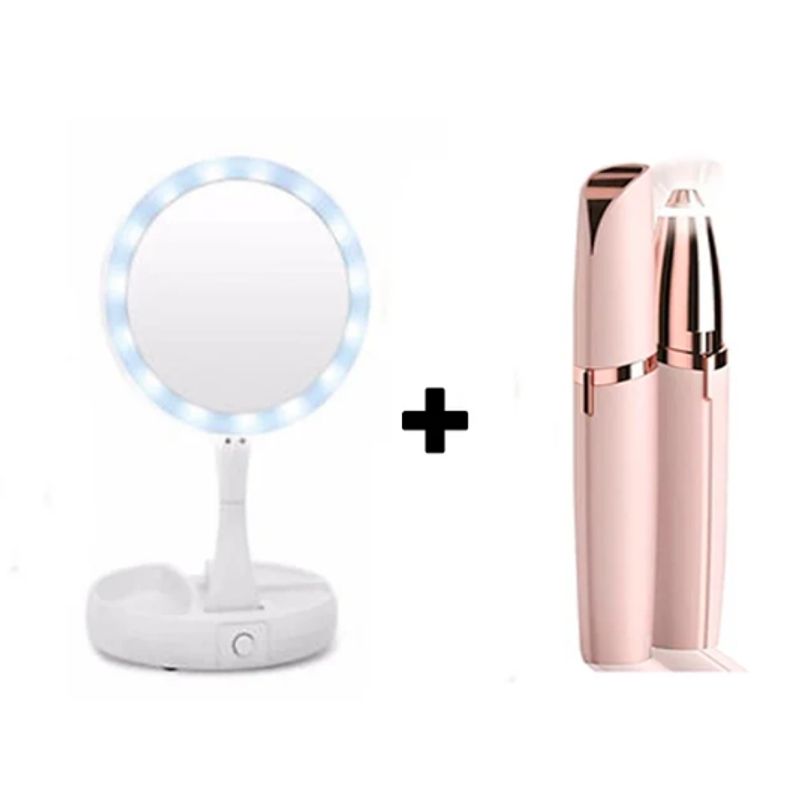 DEWINNER - Espejo Led + Depiladora de Cejas