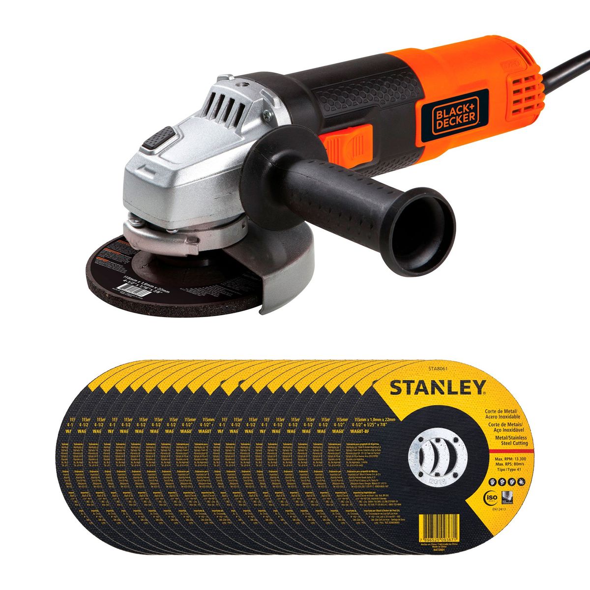 BLACK+DECKER - Esmeril 820W + 20 Discos Corte BLACK+DECKER G720-20DISCOS