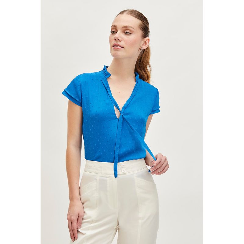 IO - Blusa Manga Corta Azulino Mujer Io