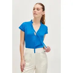 IO - Blusa Manga Corta Azulino Mujer