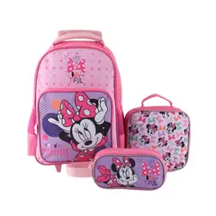 DISNEY - Set 3 Piezas Mochila 15" + Lonchera + Estuche Minnie