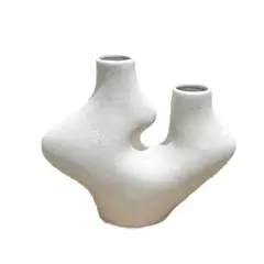 GENERICO - Jarrón Adorno Decorativo Hogar Figura 18x7x21cm Blanco