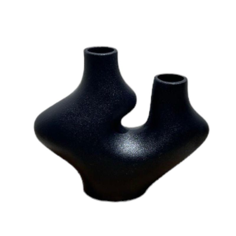 GENERICO - Jarrón Adorno Decorativo Hogar Figura 18x7x21cm Negro