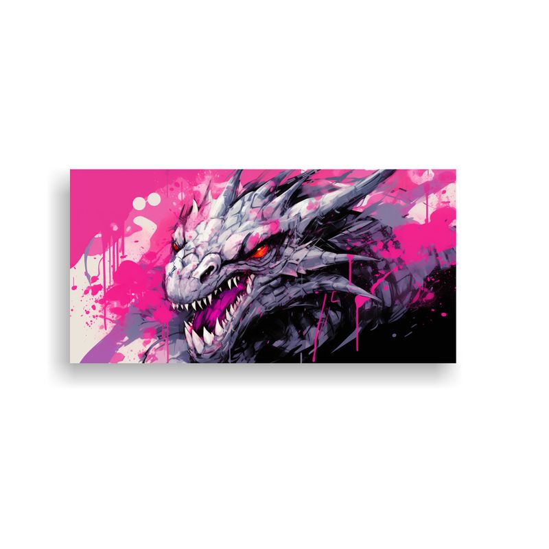 GENERICO - Cuadro Decorativo Dragón En Tonos Pastel Y Rosa 80x40cm