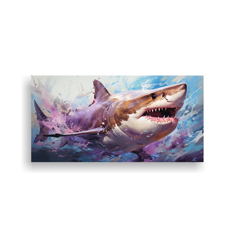 GENERICO - Cuadro Decorativo Rectangular Con Tiburón En Lila 160x80cm