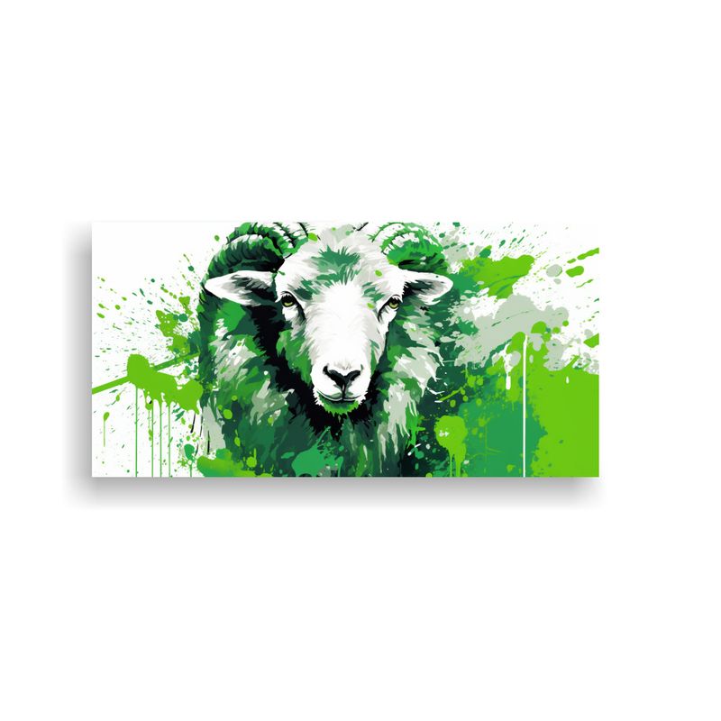 GENERICO - Cuadro Decorativo Tema Baño Oveja En Verde Y Blan 160x80cm