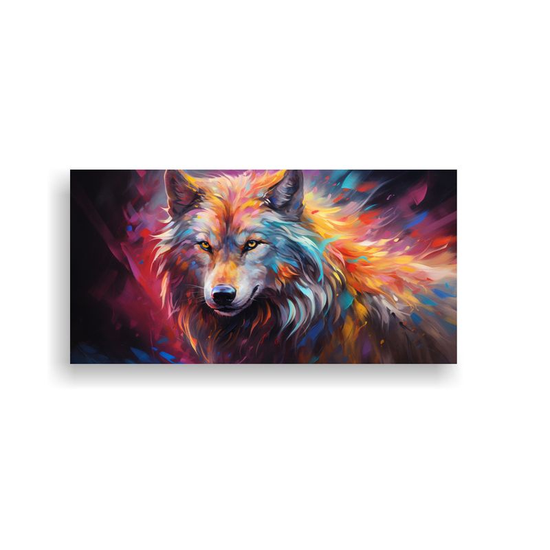 GENERICO - Pintura Al Estilo óleo Colorida De Lobo En Estilo 100x50cm